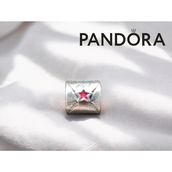 Authentic Pandora Silver Red Enamel Letter to Santa Bead 791390EN58 – NWOT - Picture 3 of 7